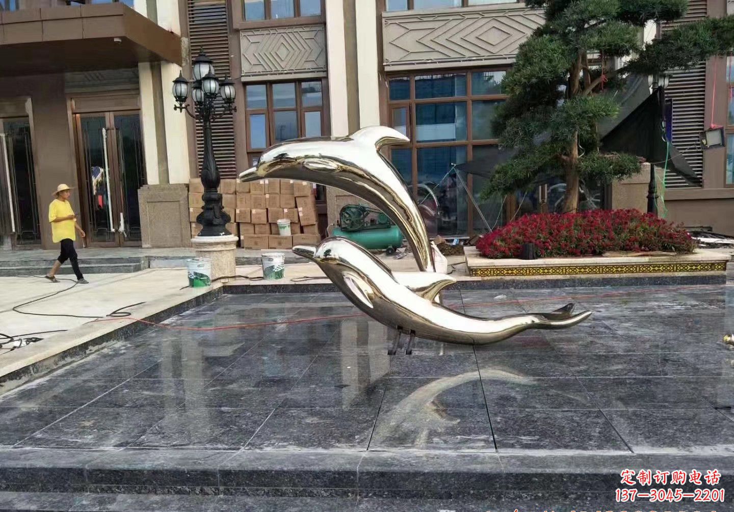 福建不锈钢镜面海豚雕塑222