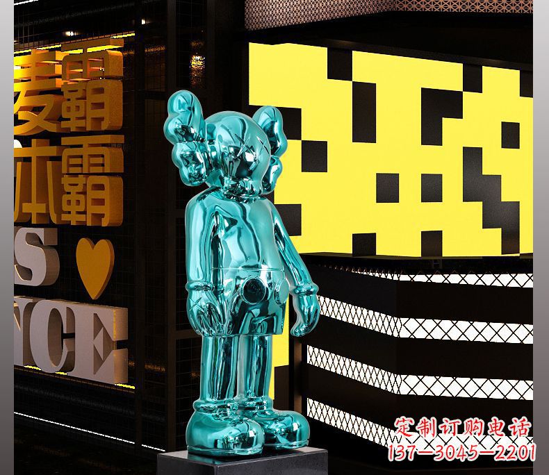 福建不锈钢蓝色机器人雕塑