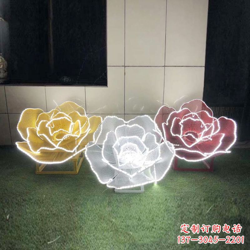 福建精美不锈钢玫瑰花灯光雕塑