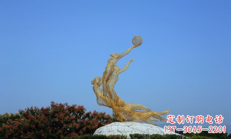 福建不锈钢镂空女排运动员雕塑