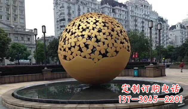 福建不锈钢镂空球喷泉雕塑