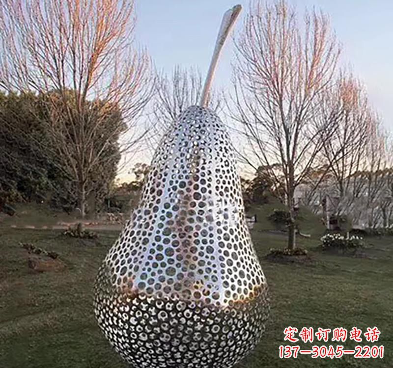 福建不锈钢镂空水果梨雕塑