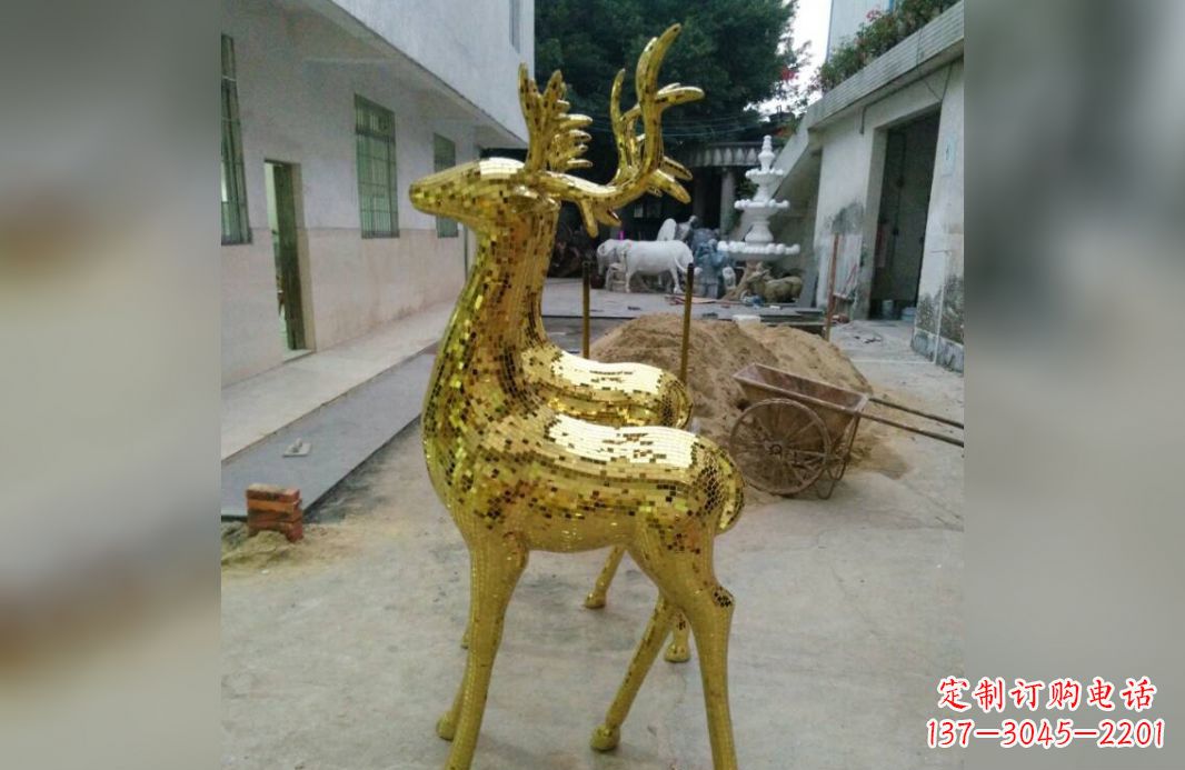 福建不锈钢鹿公园动物雕塑
