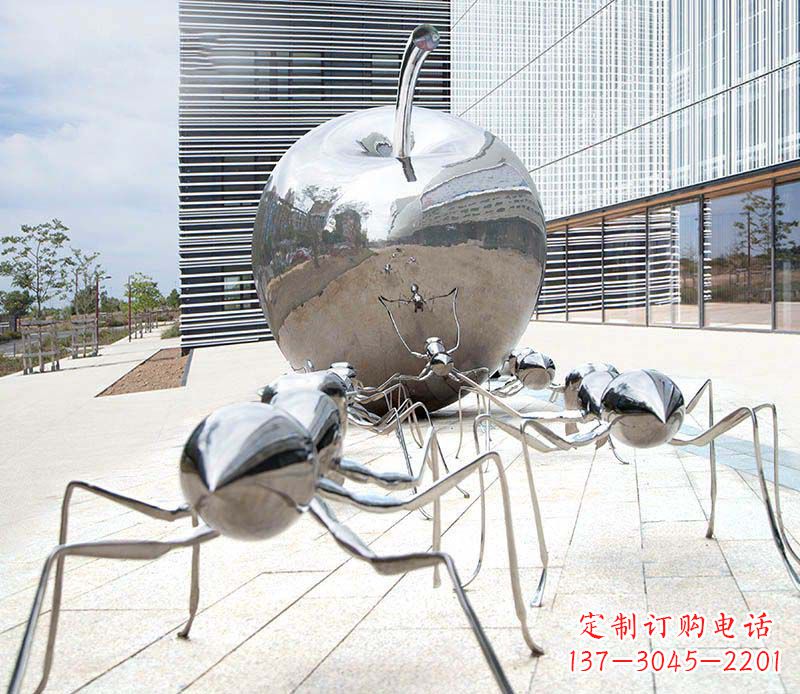 福建不锈钢蚂蚁滚苹果雕塑艺术家对自然的精准描绘
