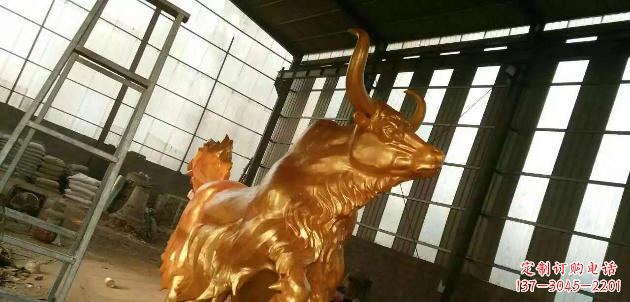 福建精美不锈钢牦牛钛金雕塑