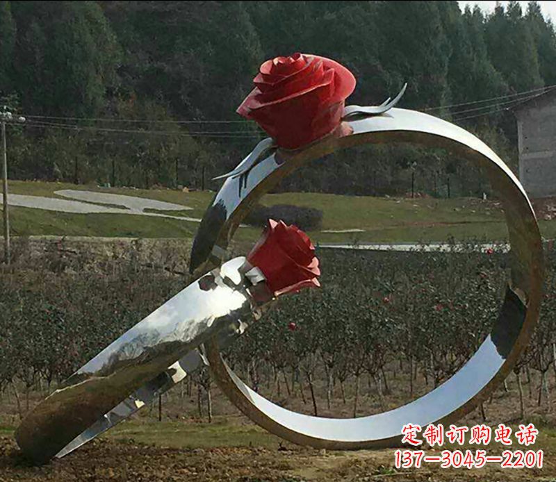 福建不锈钢玫瑰雕塑精美的艺术珍品