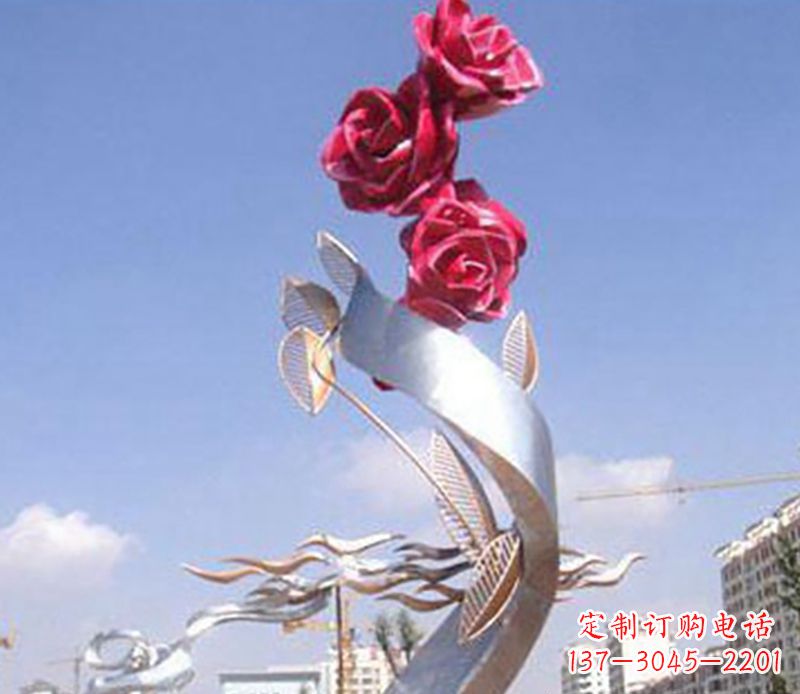 福建不锈钢玫瑰雕塑精美的艺术品