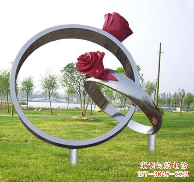 福建精美不锈钢玫瑰戒指雕塑
