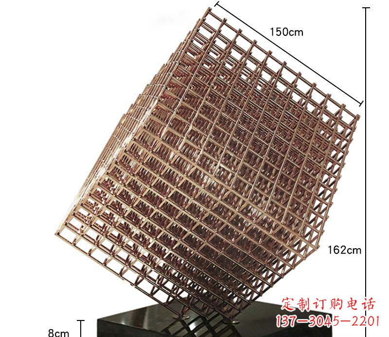 福建玫瑰金色几何雕塑
