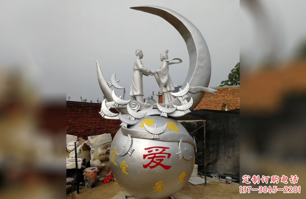 福建不锈钢牛郎织女雕塑爱情永存