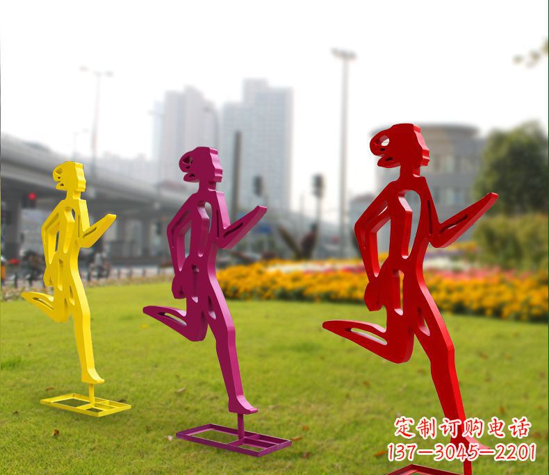 福建不锈钢跑步抽象女人雕塑