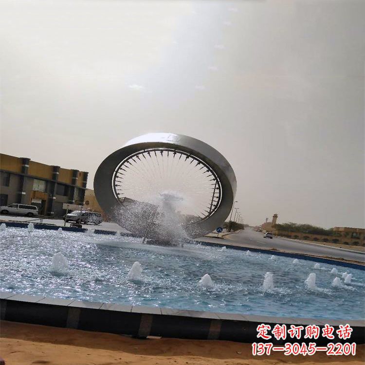 福建精美不锈钢喷泉雕塑,增添环形绿景魅力