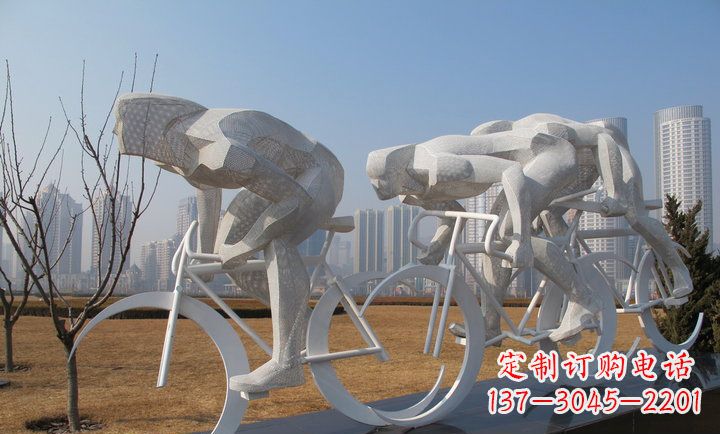 福建展现运动风采的不锈钢自行车雕塑