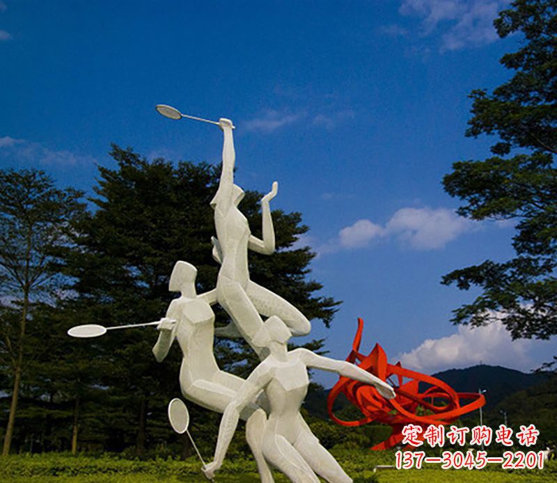 福建不锈钢羽毛球雕塑精美线条展现体育热情