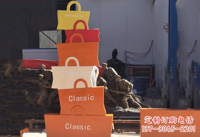 福建不锈钢购物袋雕塑