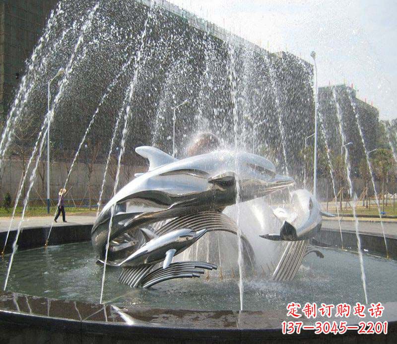 福建不锈钢商场大型景观鱼喷泉展现雕塑之美