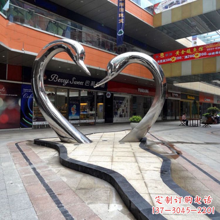 福建不锈钢天鹅爱情雕塑把浪漫永恒的爱情永久凝固