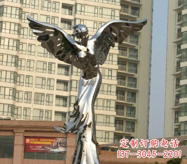福建不锈钢天使雕塑传递温暖的祝福