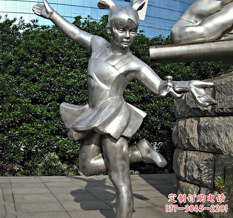 福建儿童雕塑不锈钢跳舞人物
