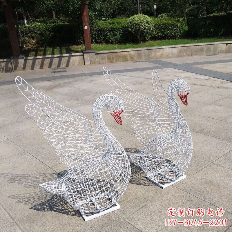 福建不锈钢网格展翅天鹅雕塑