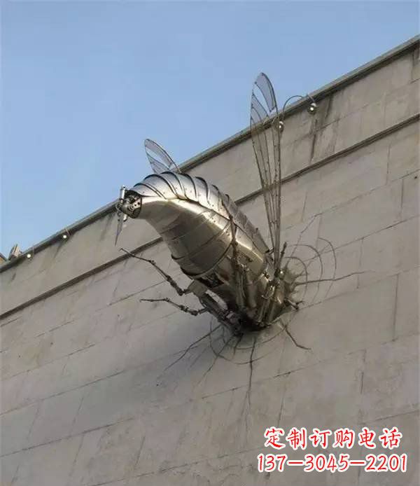 福建不锈钢无头苍蝇动物雕塑