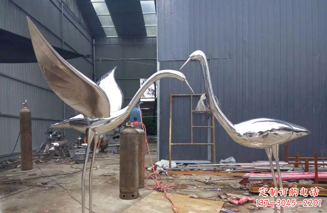 福建不锈钢仙鹤动物雕塑