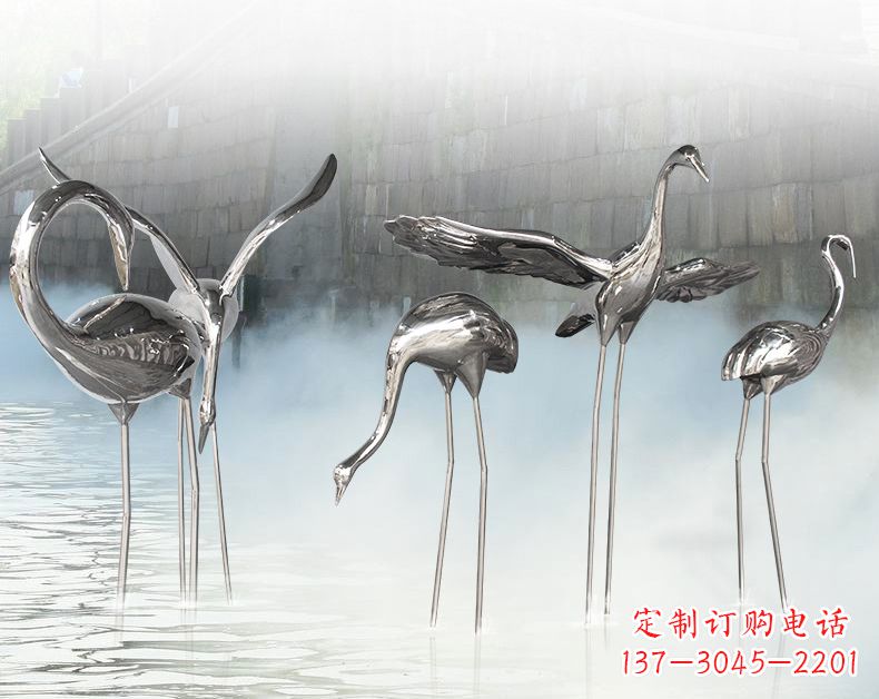 福建不锈钢仙鹤飞鸟雕塑传承传统文化