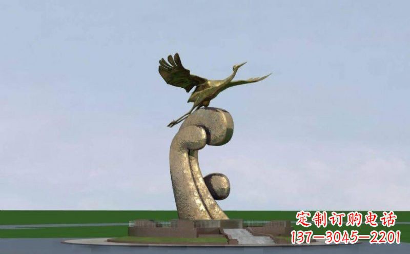 福建不锈钢仙鹤雕塑象征着美丽和宁静