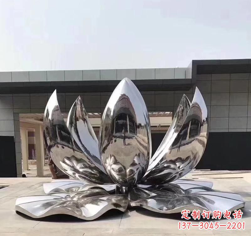 福建不锈钢现代镜面荷花雕塑精美绝伦