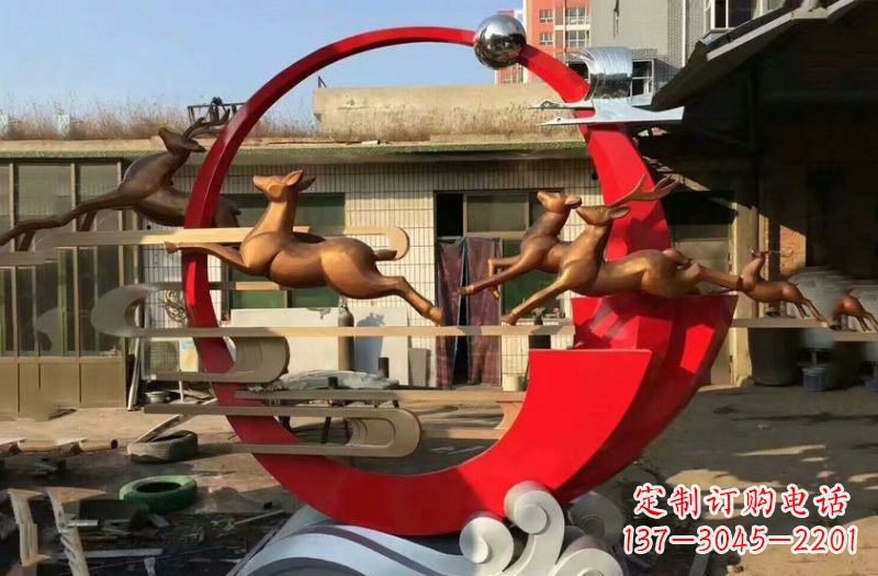 福建不锈钢制作的梅花鹿雕塑