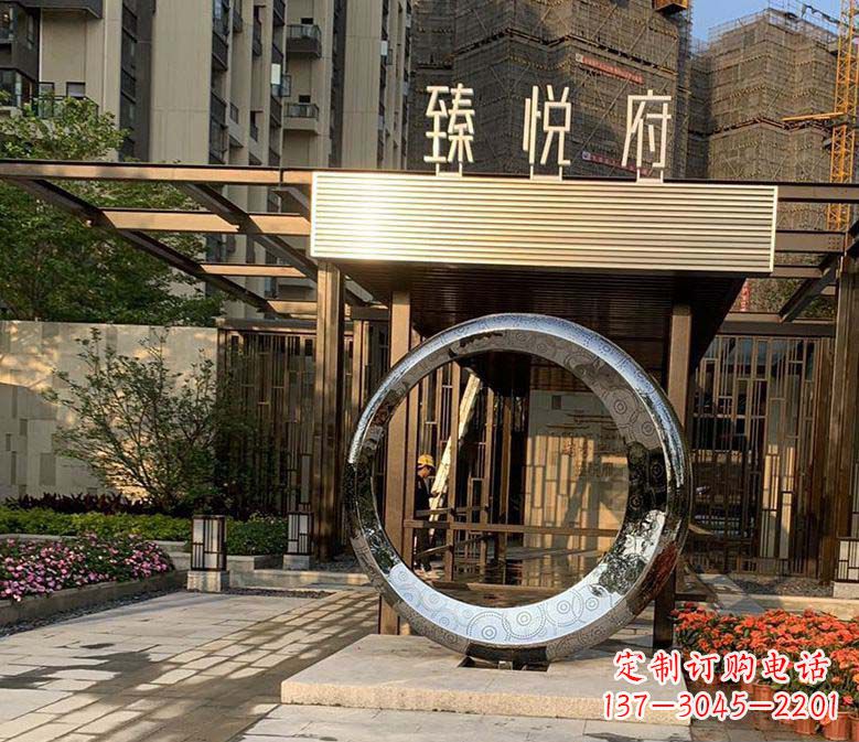 福建不锈钢小区圆环雕塑赋予小区景观更多美感