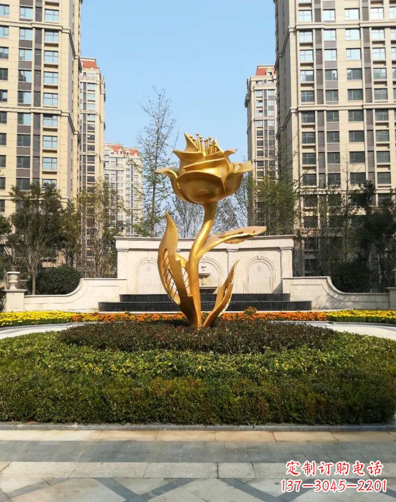 福建不锈钢小区玫瑰花雕塑浓郁情感的视觉体验