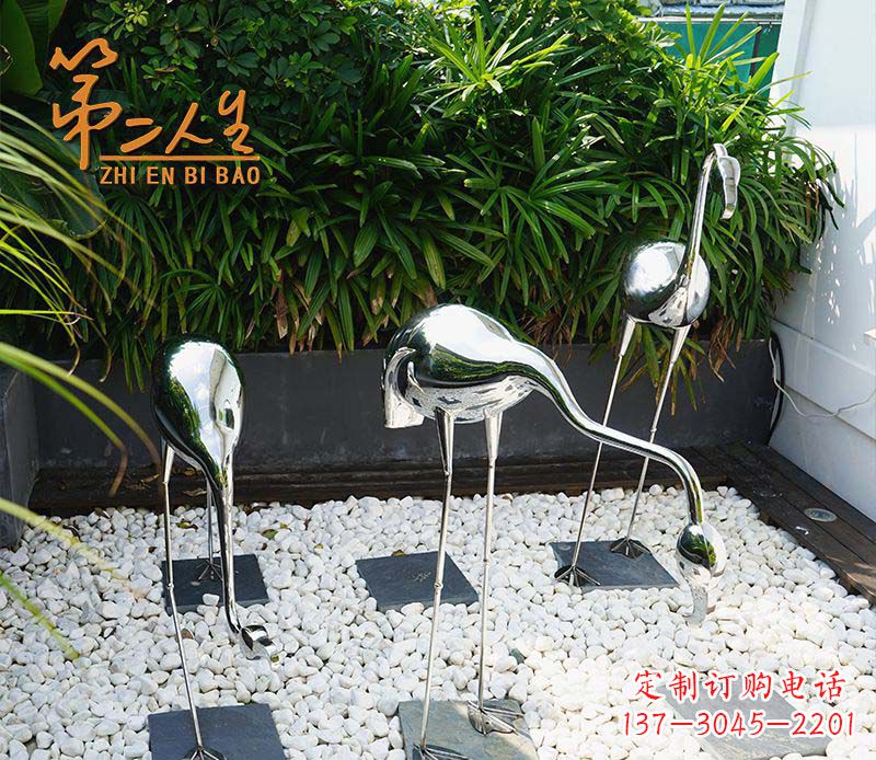 福建不锈钢小区仙鹤动物雕塑1