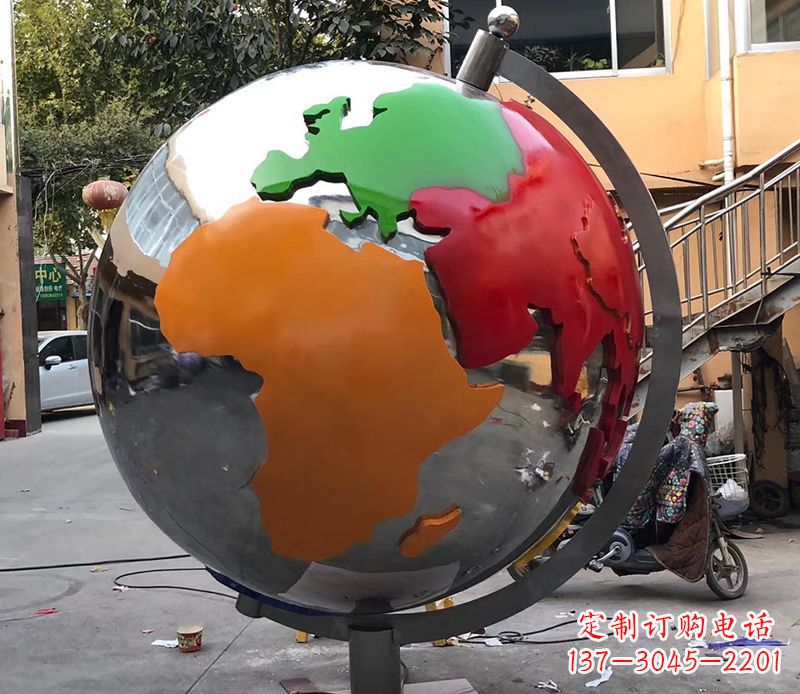 福建不锈钢校园地球仪雕塑 (2)