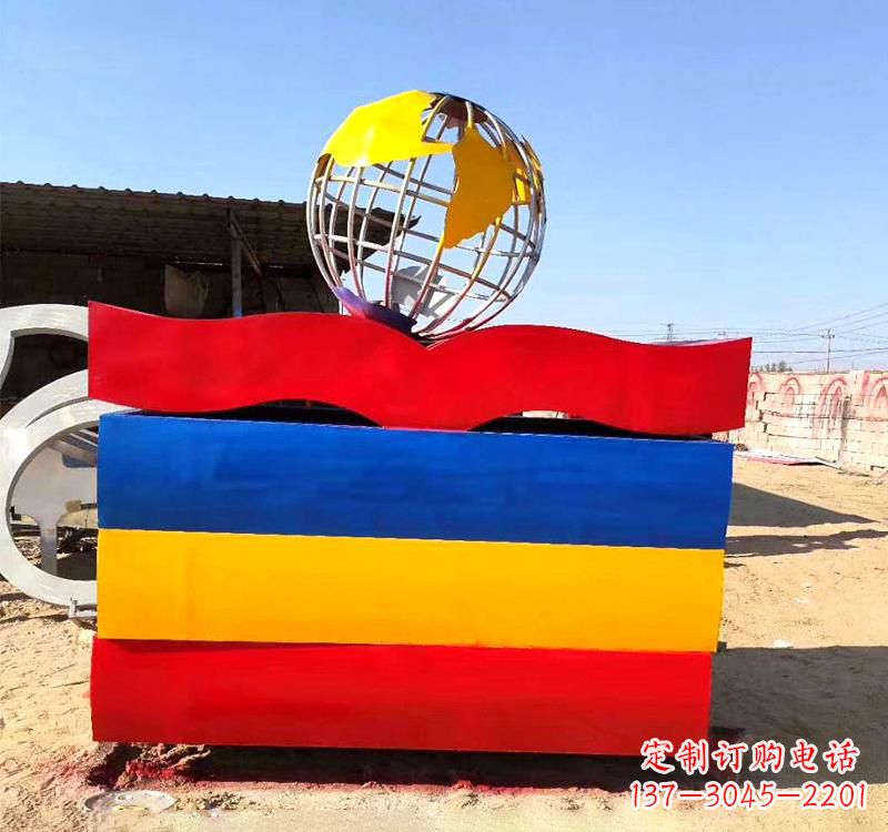 福建不锈钢校园地球仪雕塑缅怀地球之美