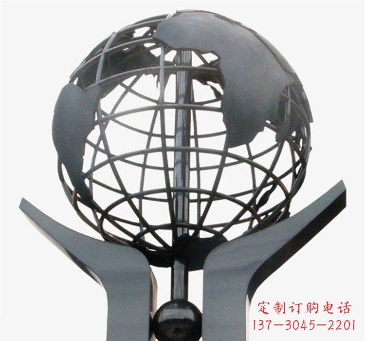 福建象征地球一体的不锈钢校园手托地球雕塑