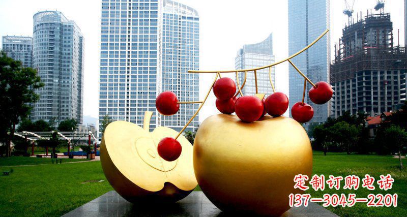 福建不锈钢苹果雕塑,添彩公园景观
