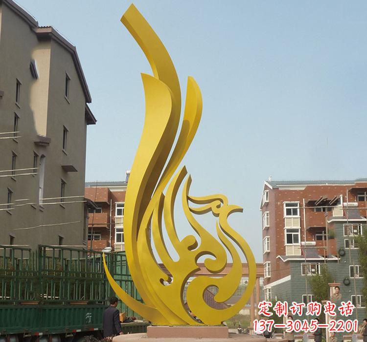福建静谧的凤凰不锈钢园林雕塑