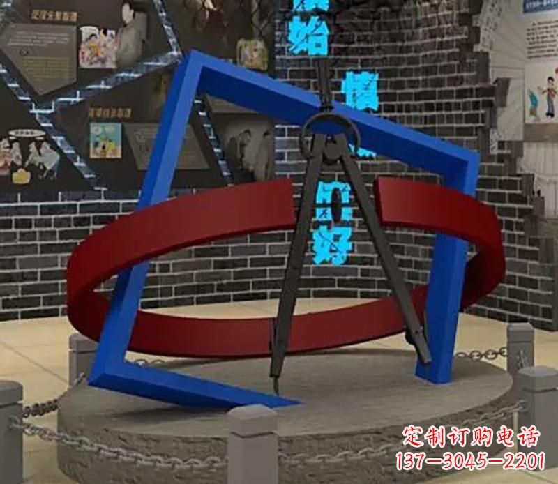 福建不锈钢圆规雕塑实现景观美化的艺术之作