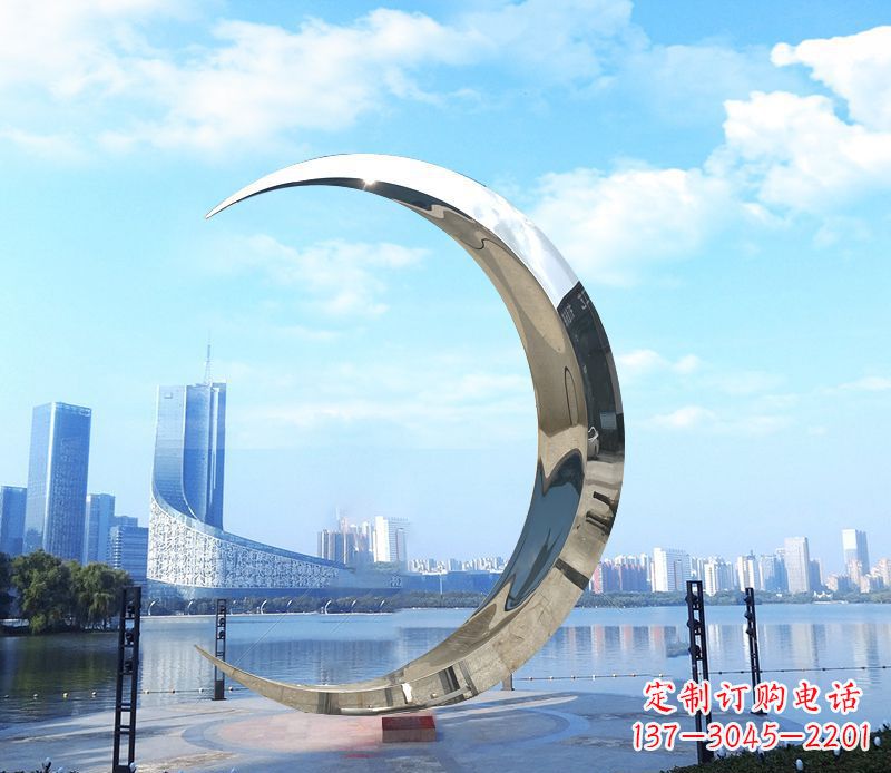 福建不锈钢月亮雕塑象征着美丽的月亮
