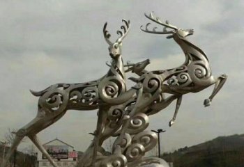 福建梅花鹿雕塑——祥云梅花鹿广场的标志