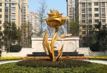 福建不锈钢小区玫瑰花雕塑浓郁情感的视觉体验