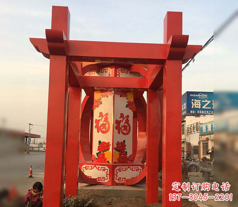 福建不锈钢灯笼雕塑——点亮中国梦