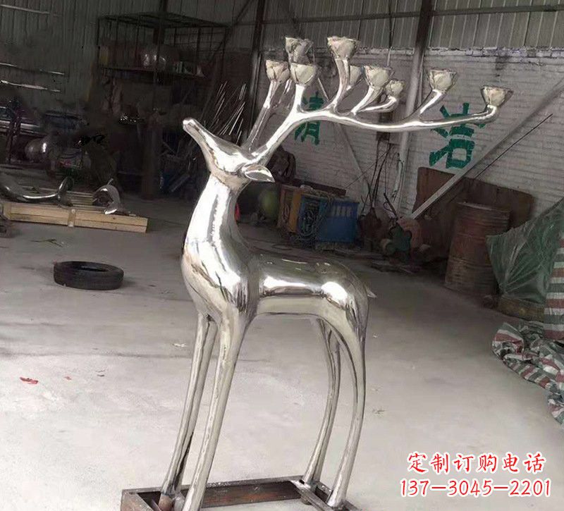 福建不锈钢烛台梅花鹿雕塑