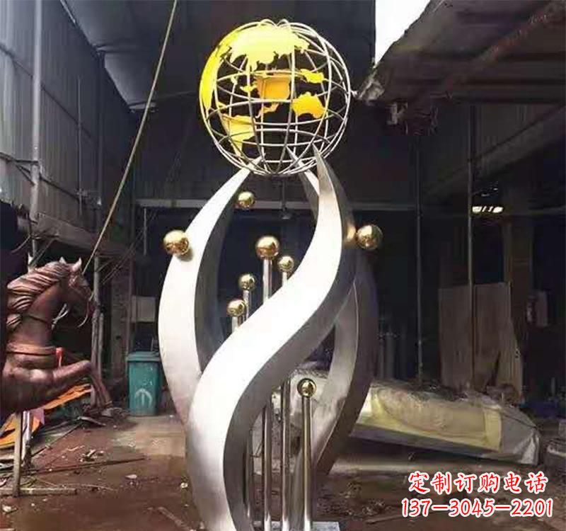 福建不锈钢转动地球仪雕塑——传承地球文明