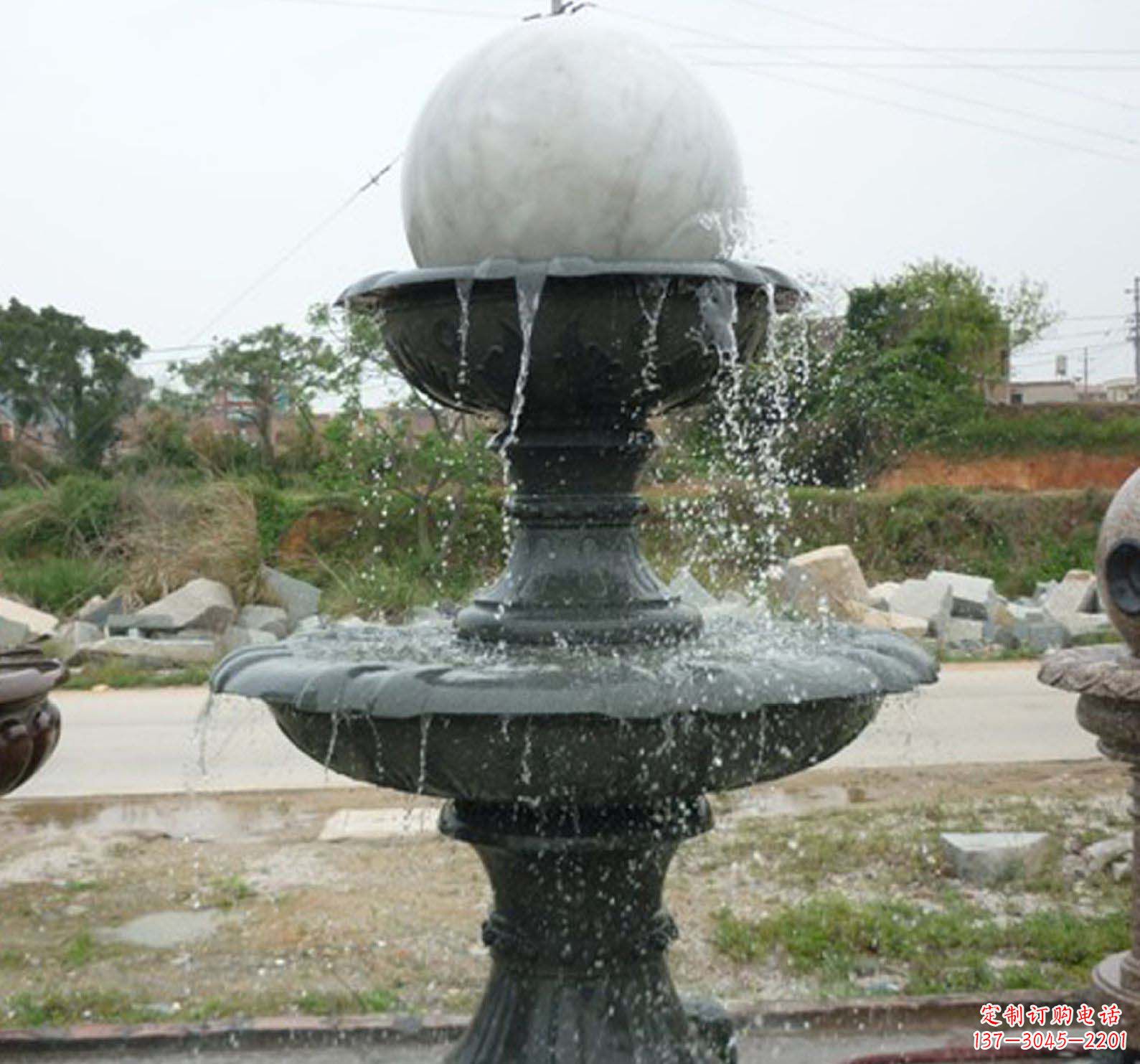 福建财源滚滚石雕风水球喷泉雕塑