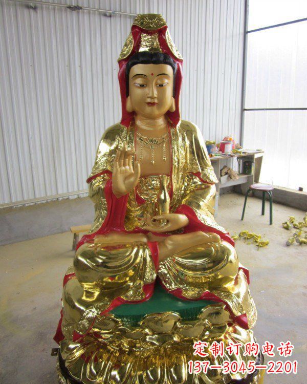 福建彩绘观音菩萨铜雕