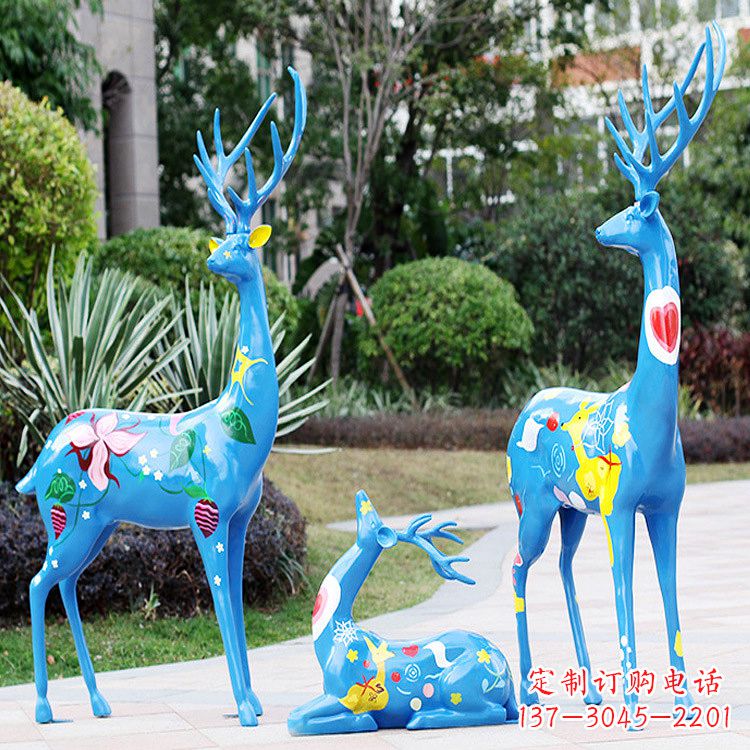 福建彩绘鹿雕塑玻璃钢-商场美陈动物摆件