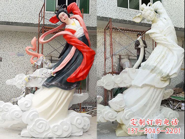 福建神话中的嫦娥玻璃钢彩绘雕塑
