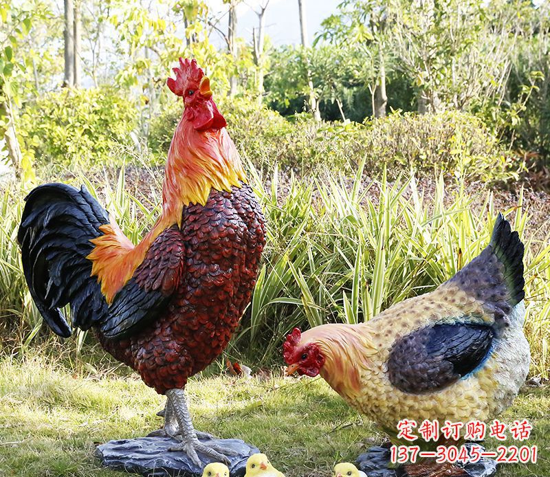 福建公鸡雕塑完美的绿化环境装饰